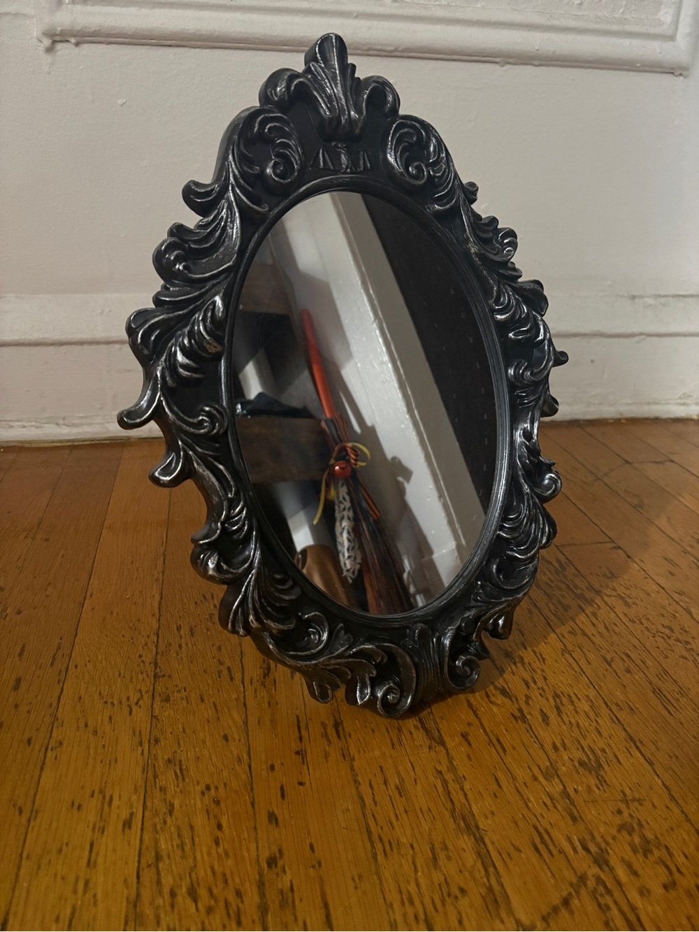 Disney Ornate Black Baroque-Style Oval Wall Mirror